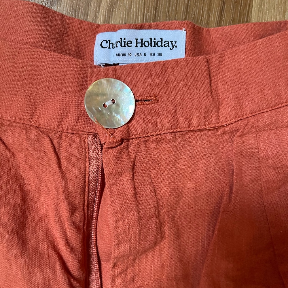 Terracotta lightweight linen pants